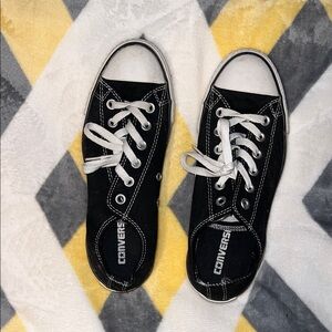 Converse women’s  Low-Top Black Canvas Sneakers with White Accents